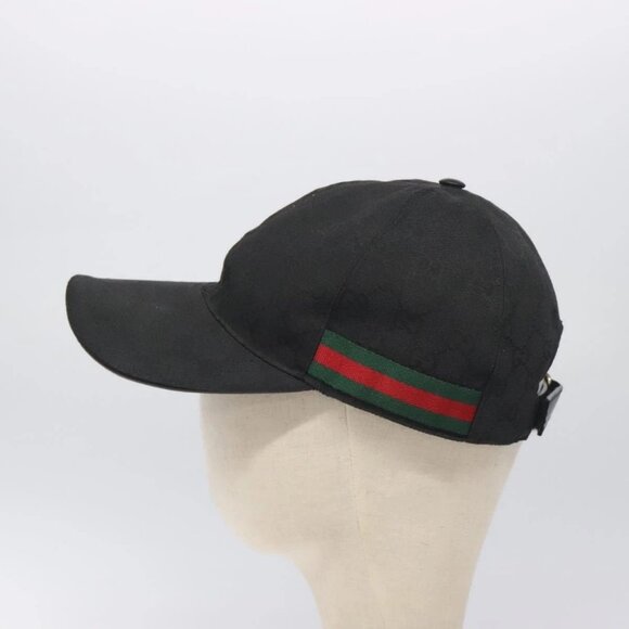 GUCCI GG Canvas Web Sherry Line Cap M Black Red Green 200035 Auth yk18705 - Picture 4 of 13